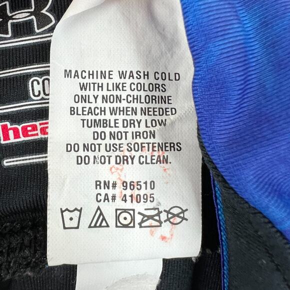 Under Armour Black Blue Fitted SONIC Woman's HeatGear Crops Size S Small - Picture 8 of 9